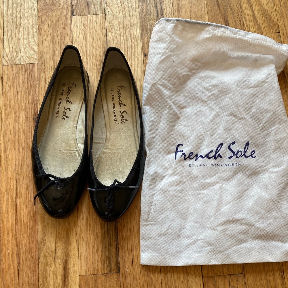 French Sole ballet flats black patent leather